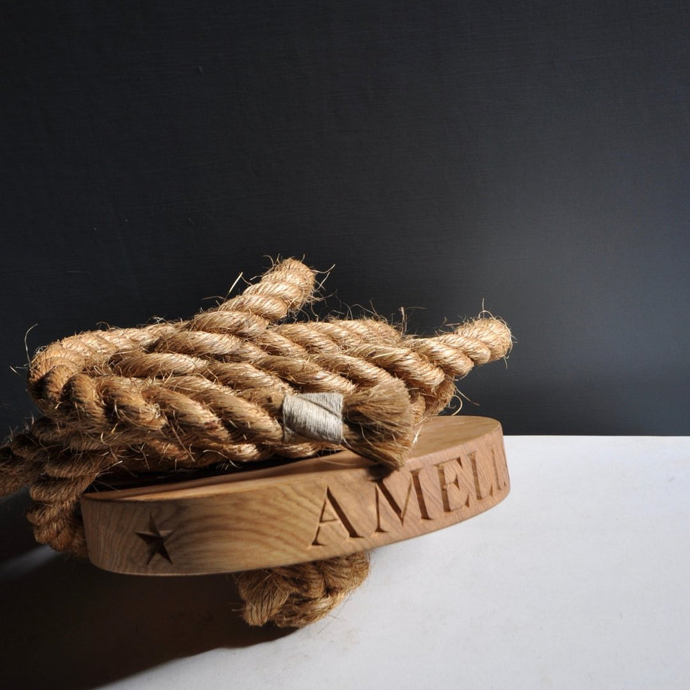 Solid Oak Personalised Round Swing | Oak & Rope Company