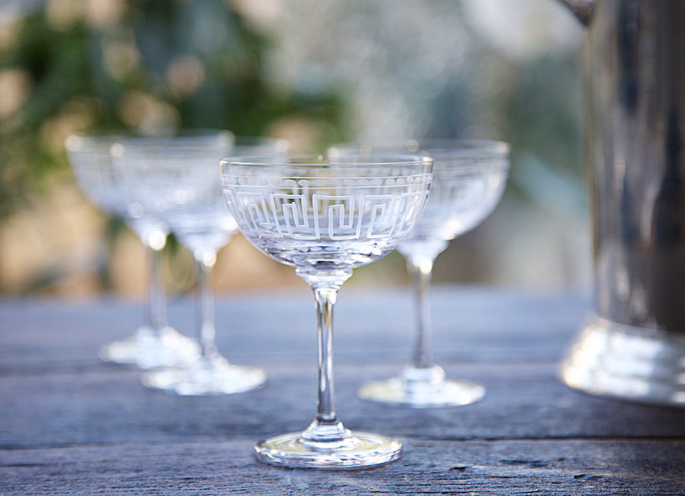 Set of 6 'Greek Key' Champagne Glasses