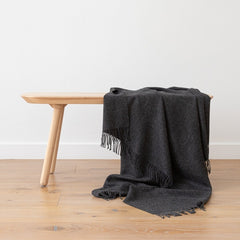 100% Baby Alpaca Charcoal Grey Throw