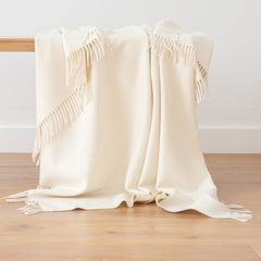 100% Cashmere Throw In Ivory