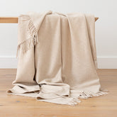 100% Cashmere Throw In Warm Beige