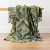 Green Patterned Merino Wool Throw