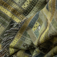 Green Patterned Merino Wool Throw
