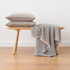 Extra Fine Merino Wool Grey Checked Throw