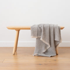 Extra Fine Merino Wool Grey Checked Throw
