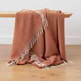 Extra Fine Merino Wool Herringbone Orange Throw