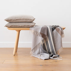 Extra Fine Merino Wool Striped Grey Throw