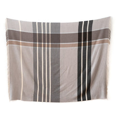 Extra Fine Merino Wool Striped Grey Throw