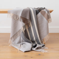 Extra Fine Merino Wool Striped Grey Throw