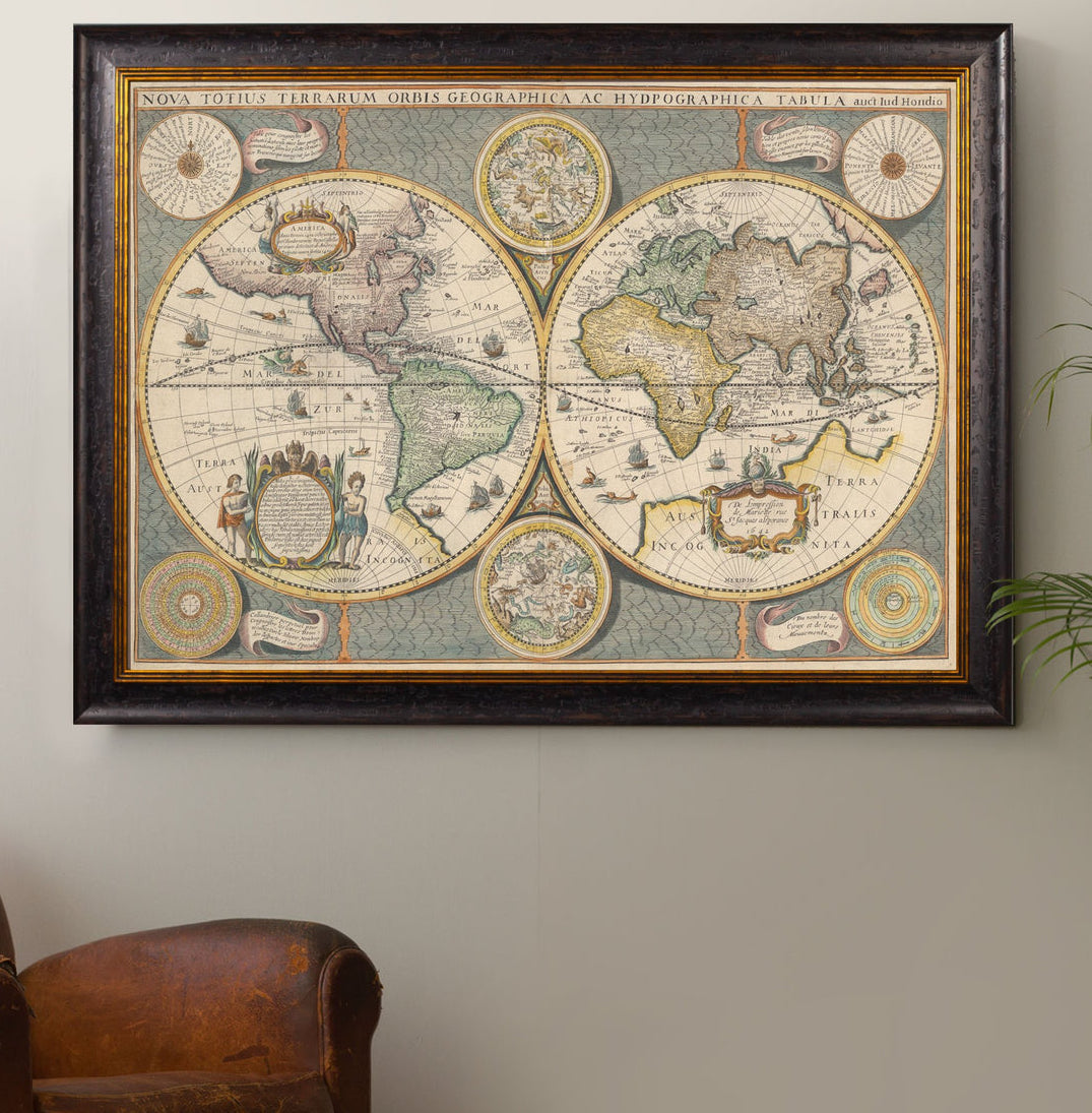 C.1642 Historic Map of the World Framed Print