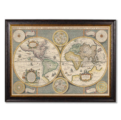 C.1642 Map of the World Framed Vintage Print