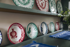 Spanish Lebrillo Large Bowl with Green 'Bird' Design