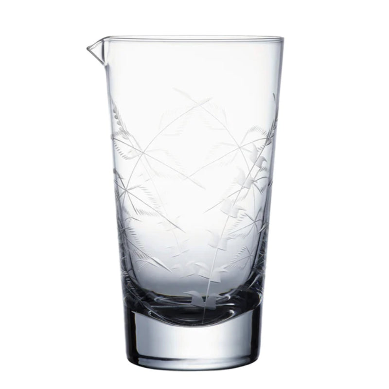 The Vintage List Crystal Mixing Glass with Fern Design