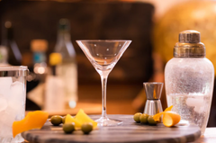 The Vintage List Pair of Crystal Martini Glasses with Stars Design