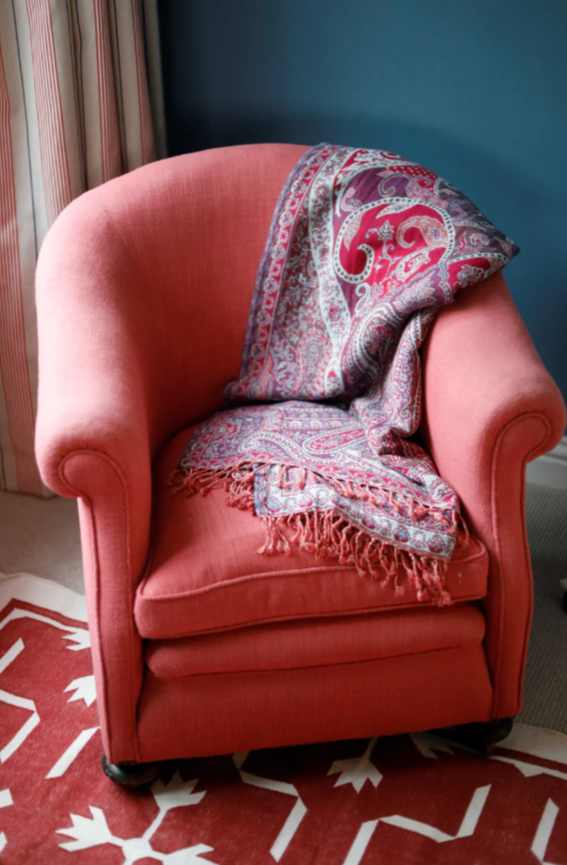 Lilac & Red Paisley Wool Throw