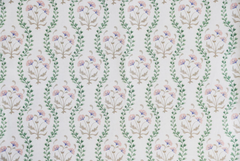 Mews Furnishings Iznik Vine Moss Green & Pink Floral Fabric