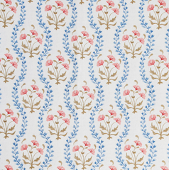 Mews Furnishings Iznik Vine Blue & Pink Floral Fabric