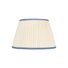 Rosana Lonsdale Pleated Ivory Linen Lampshade with Blue Coloured Trim 
