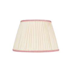 Rosana Lonsdale Pleated Ivory Linen Lampshade with Pink Coloured Trim 