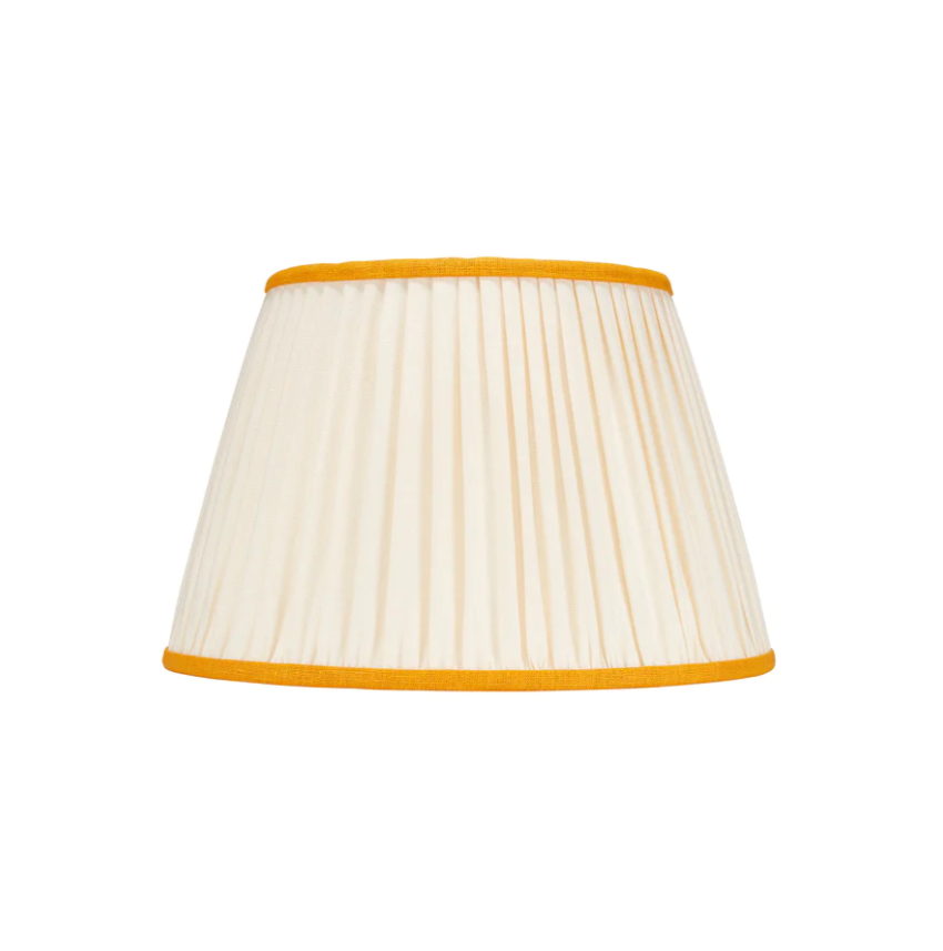 Rosana Lonsdale Pleated Ivory Linen Lampshade with Yellow Coloured Trim 