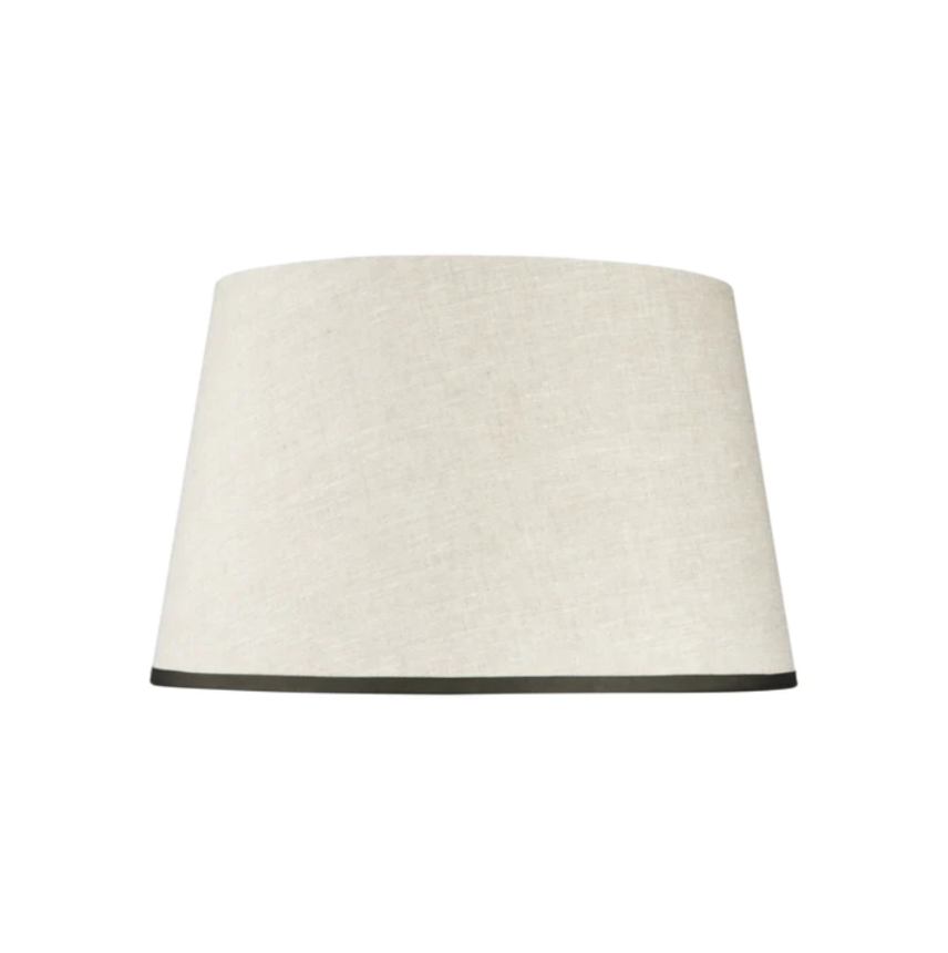 Rosana Lonsdale Stretched Ivory Linen Lampshade with Cloud Green Coloured Trim 