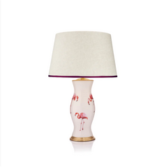 Rosana Lonsdale Stretched Ivory Linen Lampshade with Blush Coloured Trim