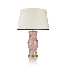 Rosana Lonsdale Stretched Ivory Linen Lampshade with Blush Coloured Trim