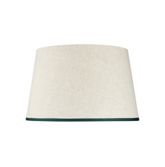 Rosana Lonsdale Stretched Ivory Linen Lampshade with Artichoke Green Coloured Trim 