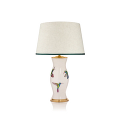 Rosana Lonsdale Stretched Ivory Linen Lampshade with Artichoke Green Coloured Trim