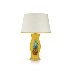 Rosana Lonsdale Stretched Ivory Linen Lampshade with Sunny Yellow Coloured Trim