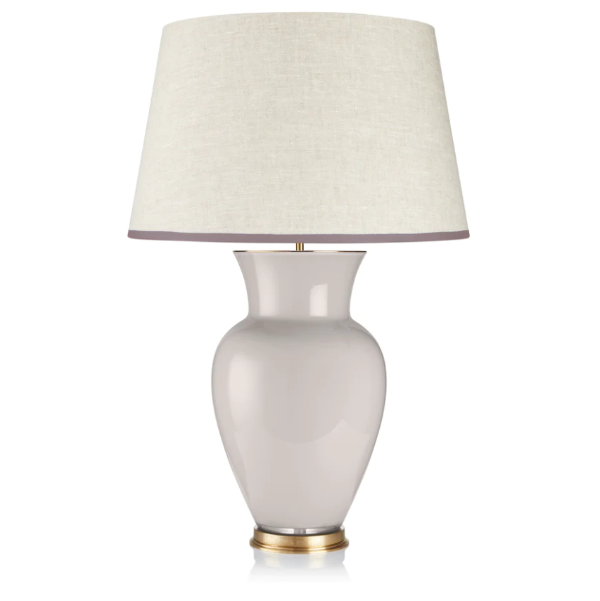 Rosana Lonsdale Stretched Ivory Linen Lampshade with Grey Coloured Trim 