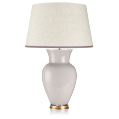 Rosana Lonsdale Stretched Ivory Linen Lampshade with Grey Coloured Trim