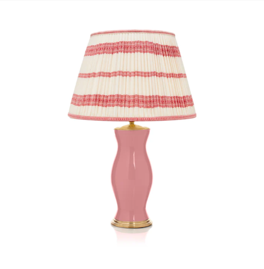 Embroided Red Striped Gathered Straight Empire Lampshade