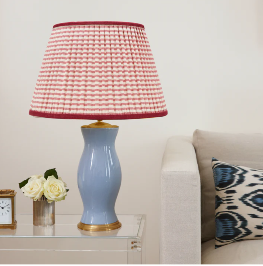 Red & Cream Striped Gathered Straight Empire Lampshade