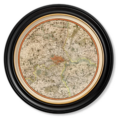 c.1839 Pigot & Co. New Map of the Environs London Round Frame