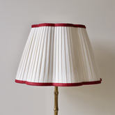 Scalloped Ivory Linen Lampshade with a Ruby Trim- Patton House
