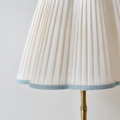 Scalloped Ivory Linen Lampshade with a Bluebell Trim- Patton House