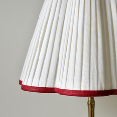 Scalloped Ivory Linen Lampshade with a Ruby Trim- Patton House
