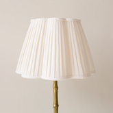 Scalloped Ivory Linen Lampshade with a Ivory Trim- Patton House