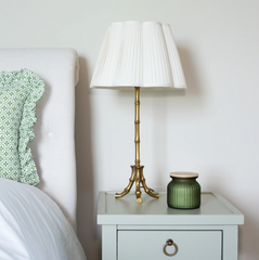 Scalloped Ivory Linen Lampshade with a Ivory Trim- Patton House