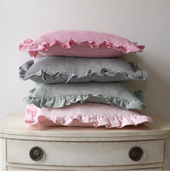 Striped Square Ruffle Cushion in Green & Ivy Patton House