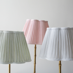 Scalloped Striped Lampshade in Rose Pink & Ivy Patton House