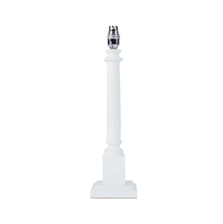 Wooden Column Lamp Base Wth High Gloss Lacquer Finish In White | Kelling Home
