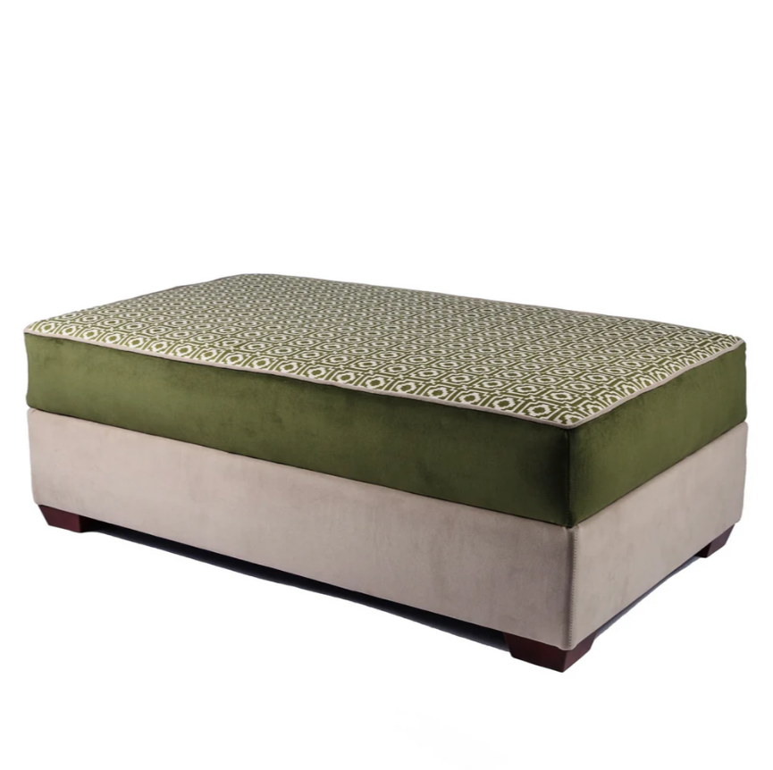 Made to Order Green 'Alotablot' Fabric Ottoman | Kelling Home