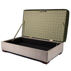 Made to Order Green 'Alotablot' Fabric Ottoman | Kelling Home