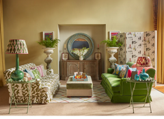 Made to Order Green 'Alotablot' Fabric Ottoman | Kelling Home