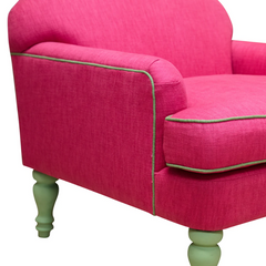 Pink With Green Piping Camel Back Armchair | Kelling Home