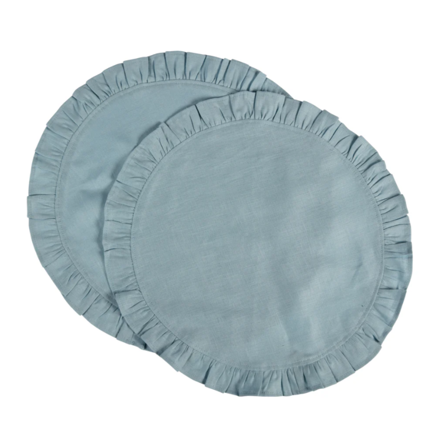 Ruffle Placemat in Sky Blue- Set of 2 | Kelling Home