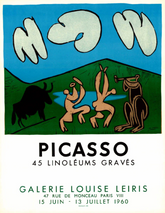 45 Linocuts - Galerie Louise Leiris, 1960, Original Poster, Pablo Picasso