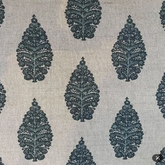 Laibik Small Print Storm Blue & Natural Linen Fabric | Julia Brendel